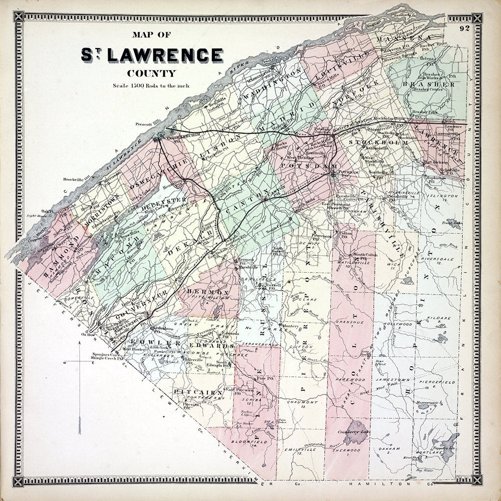 1865 Map of Saint Lawrence County New York