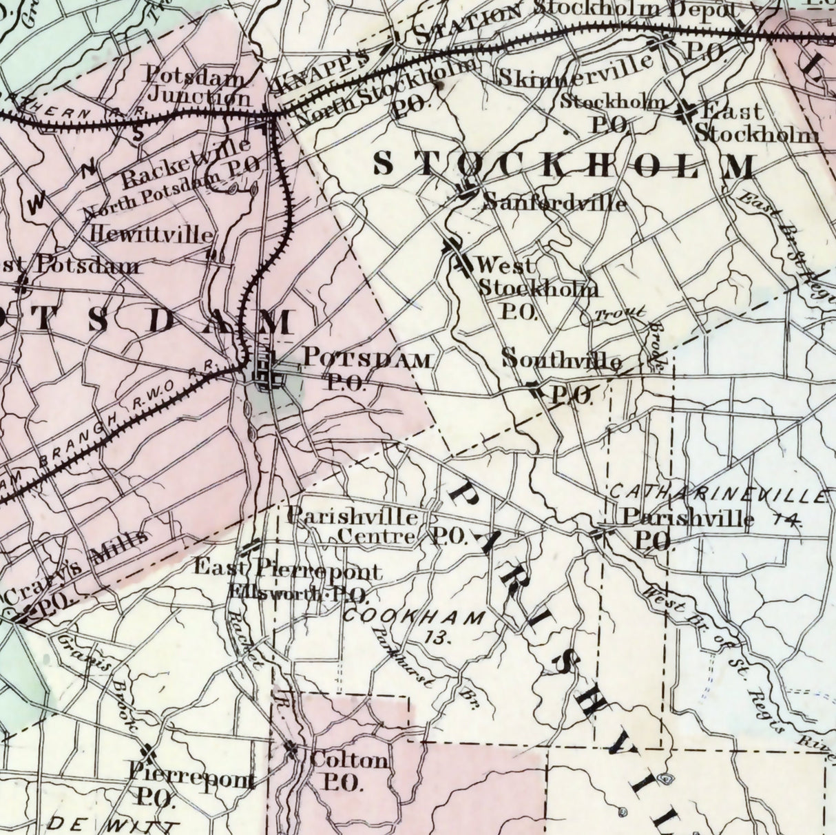 1865 Map of Saint Lawrence County New York