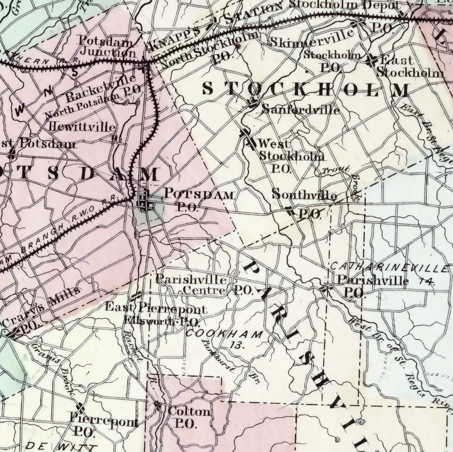 1865 Map of Saint Lawrence County New York