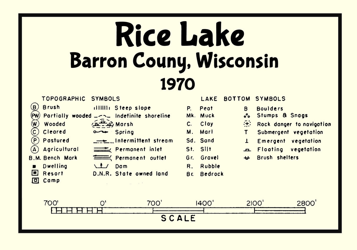 1970 Map of Rice Lake Barron County Wisconsin