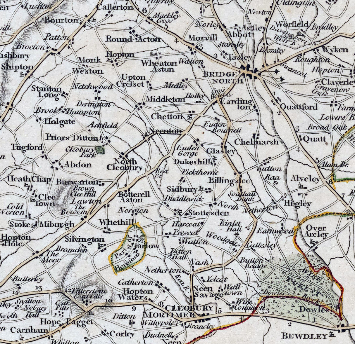 1793 Map of Shropshire County England - Shrewsbury Hopton