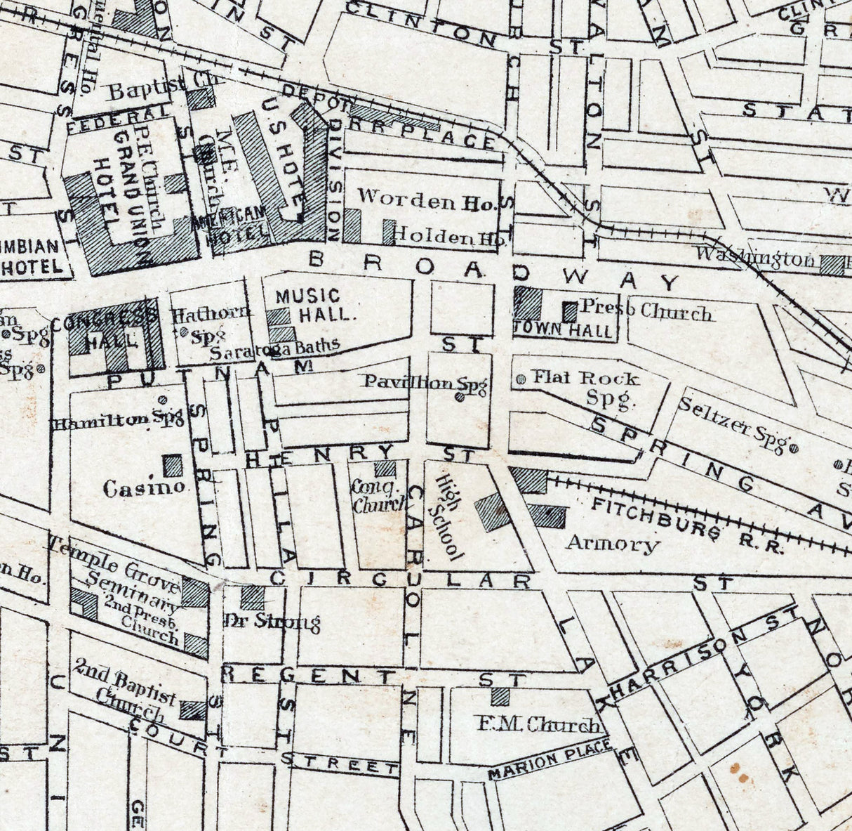 1895 Map of Saratoga Springs New York
