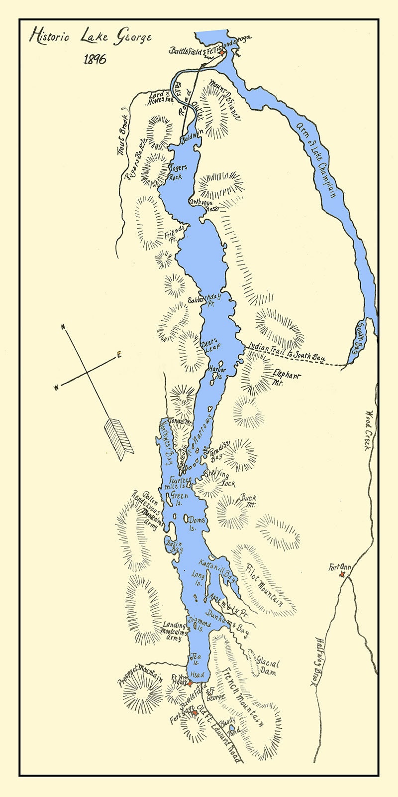 1896 Map of Lake George New York