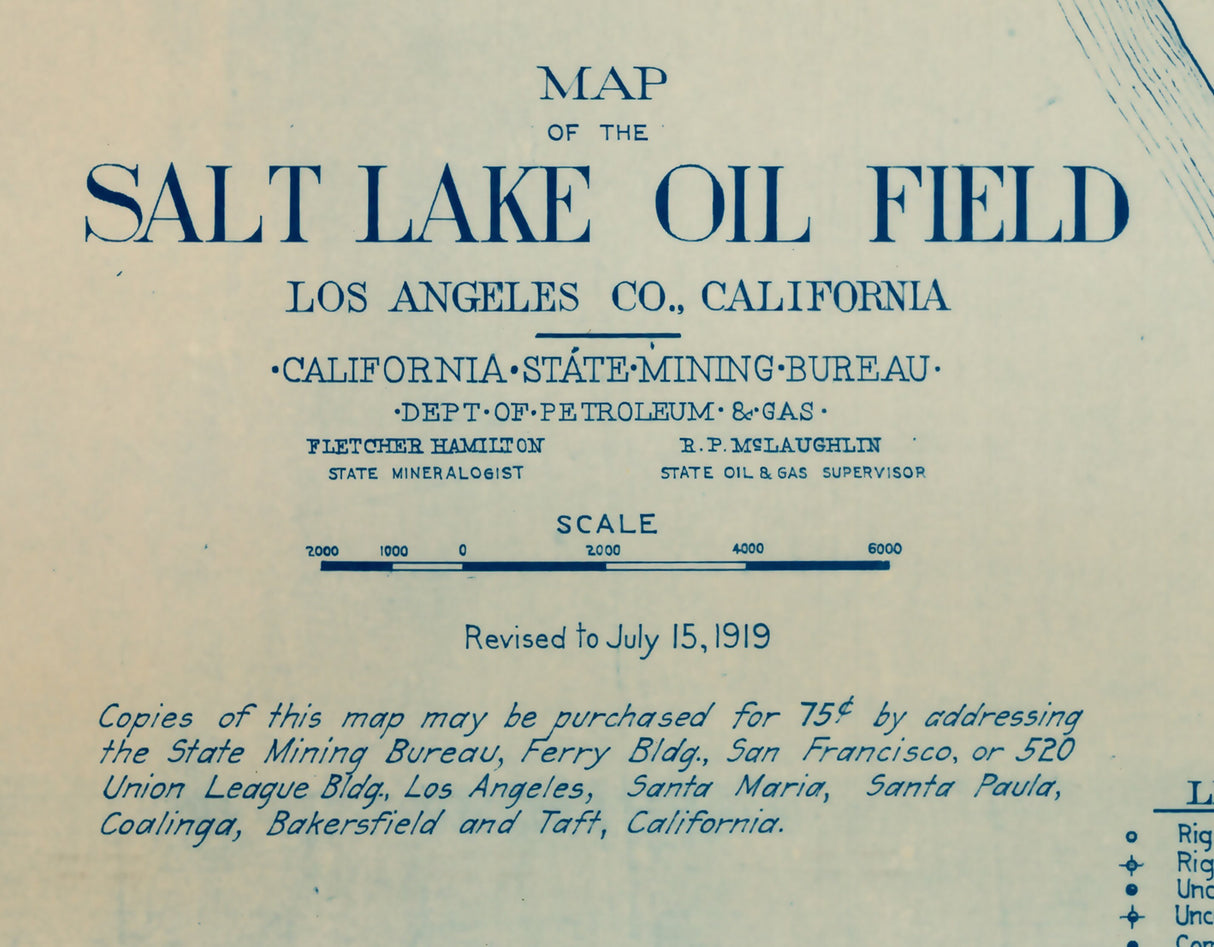 1919 Map of Salt Lake Oil Field Los Angeles County California