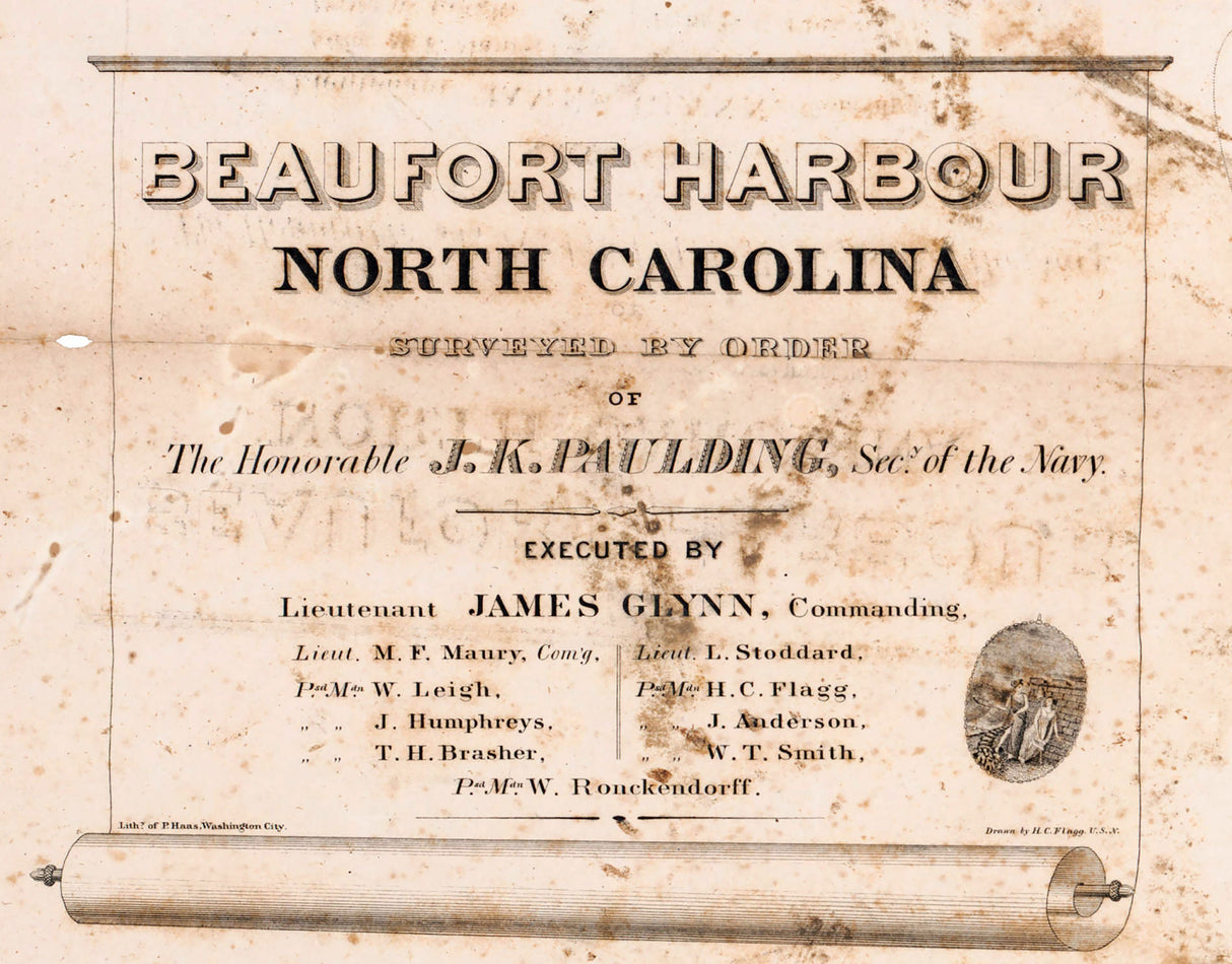 1839 Map of Beaufort Harbour North Carolina