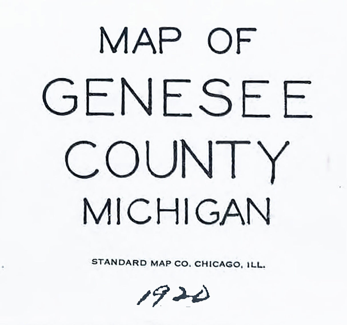 1920 Map of Genesee County Michigan
