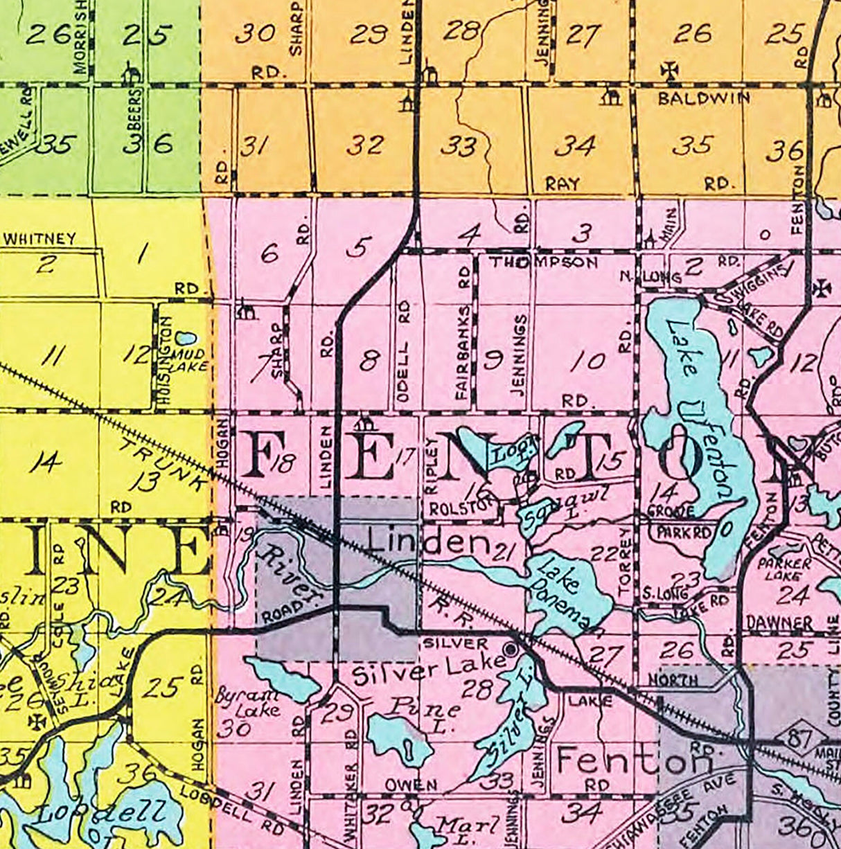 1920 Map of Genesee County Michigan