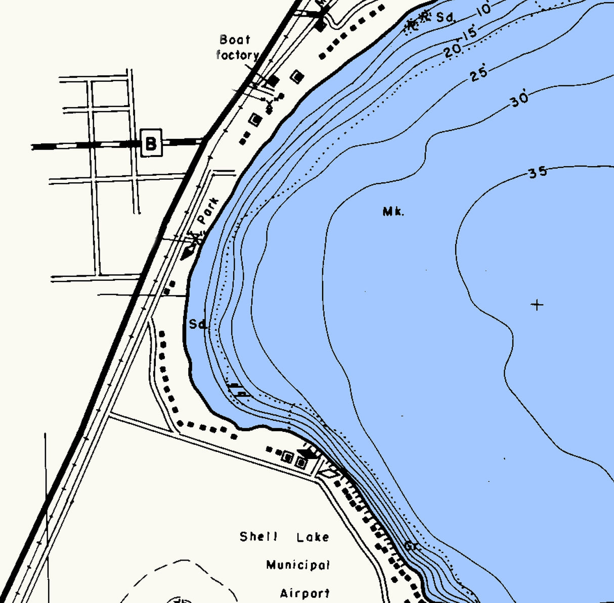 1965 Map of Shell Lake Washburn County Wisconsin