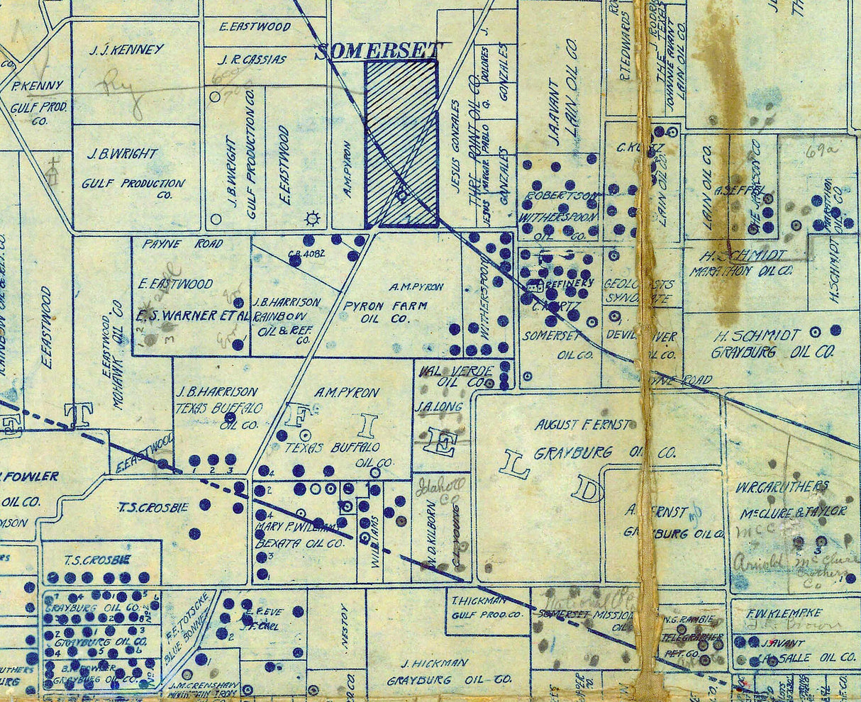 1919 Map of Bexar County Oil Fields Texas