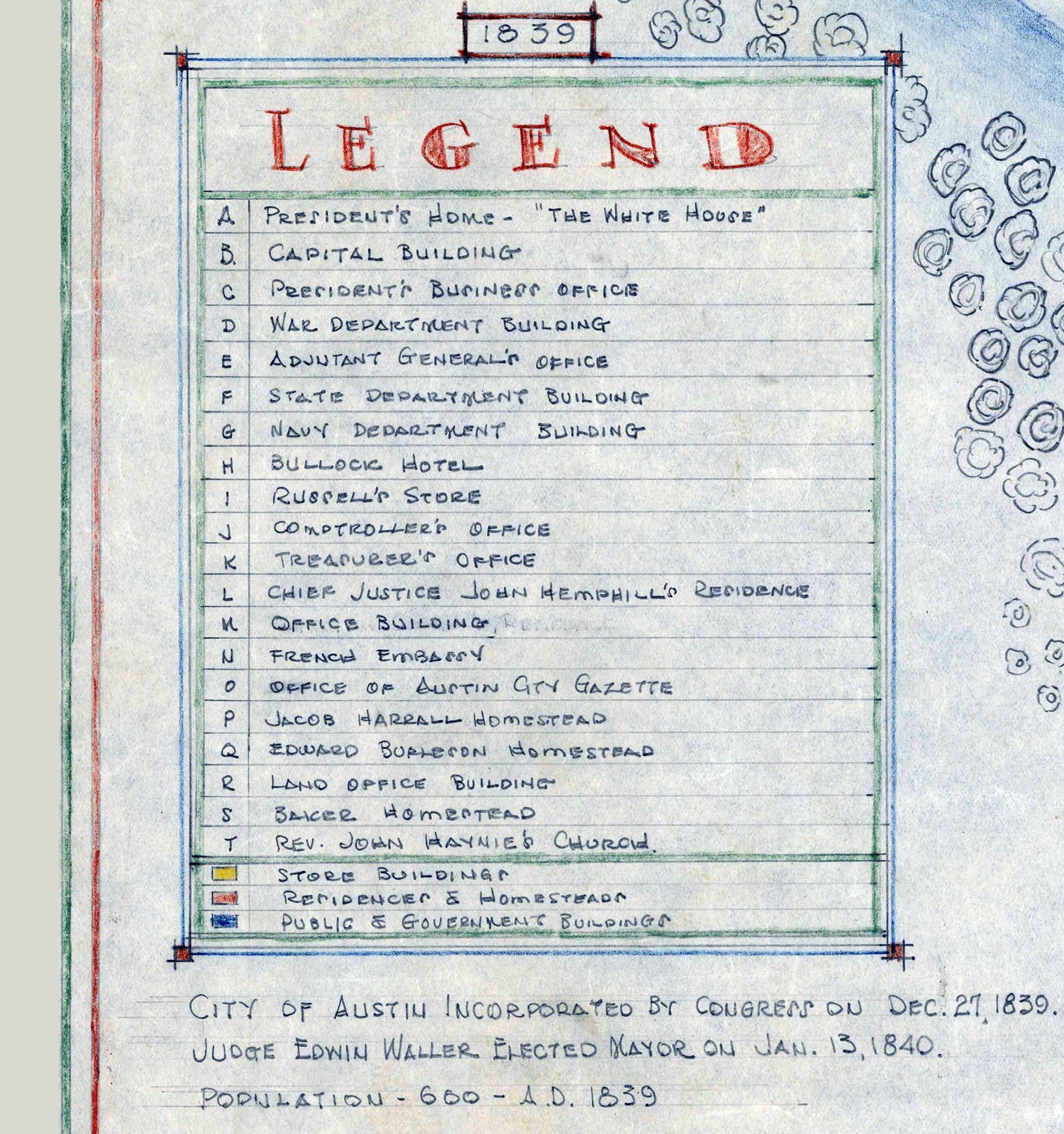 1839 Map of Austin Texas