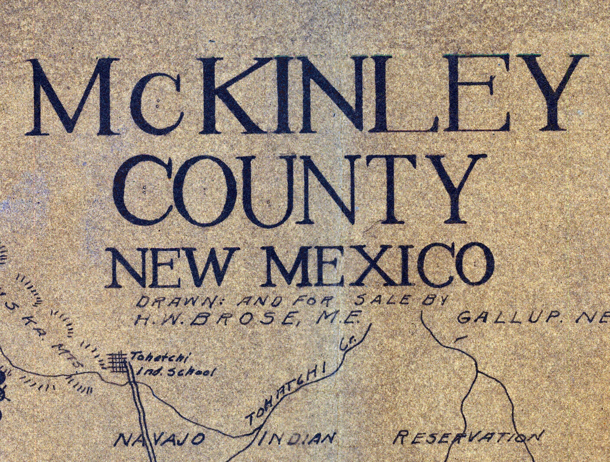 1915 Map of McKinley County New Mexico Oil Wells