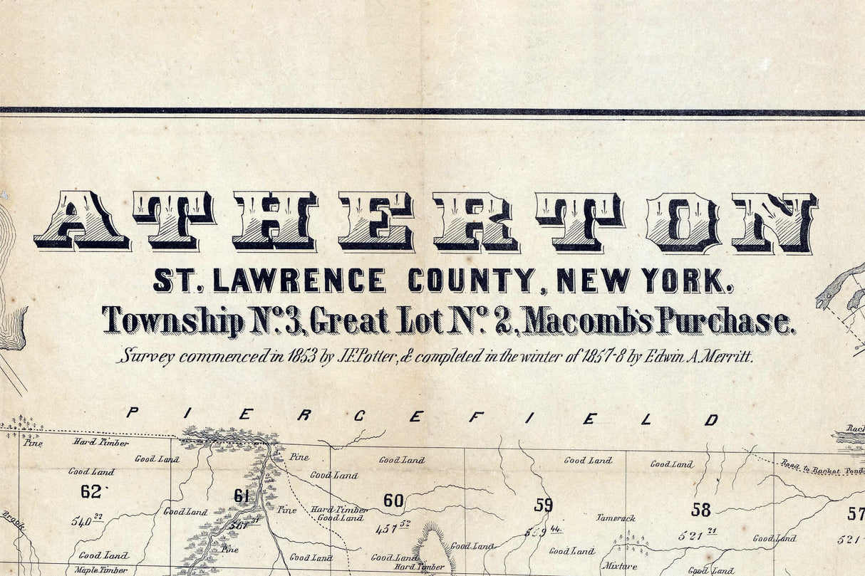 1858 Map of Atherton St Lawrence County New York