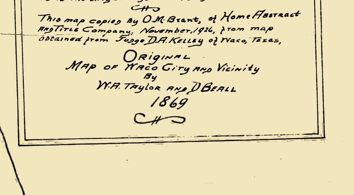 1869 Map of Waco Texas