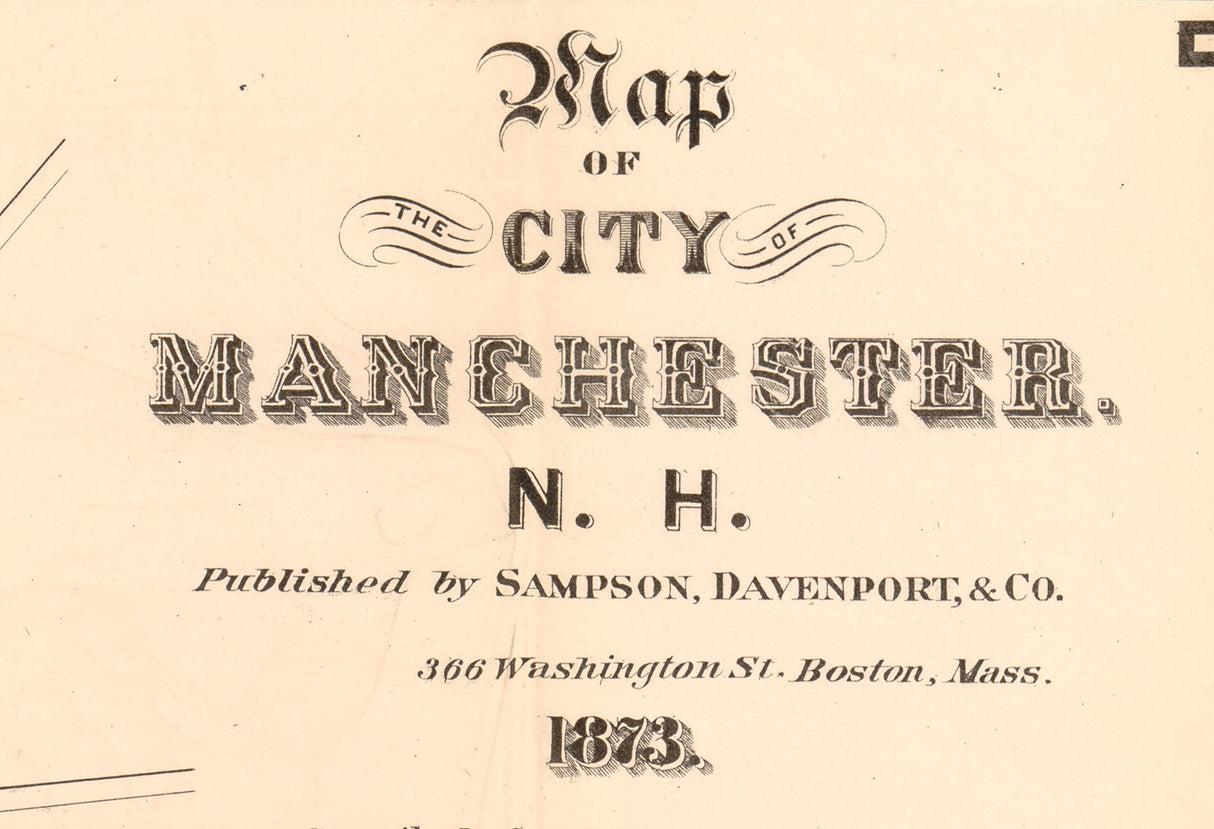 1873 Map of Manchester New Hampshire