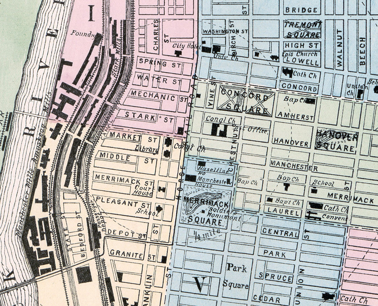 1879 Map of Manchester New Hampshire