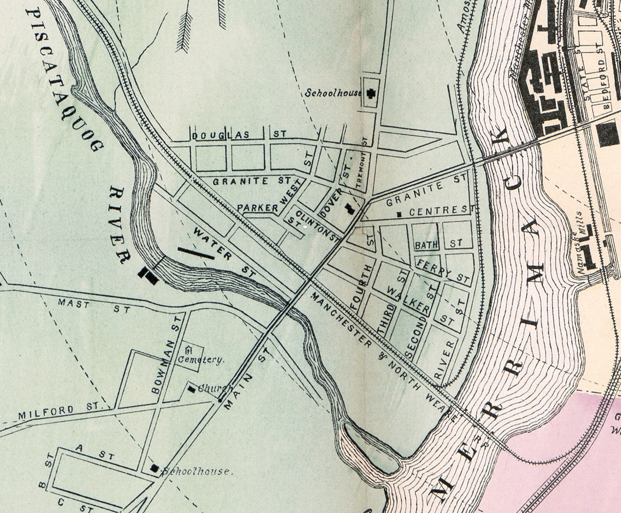 1879 Map of Manchester New Hampshire