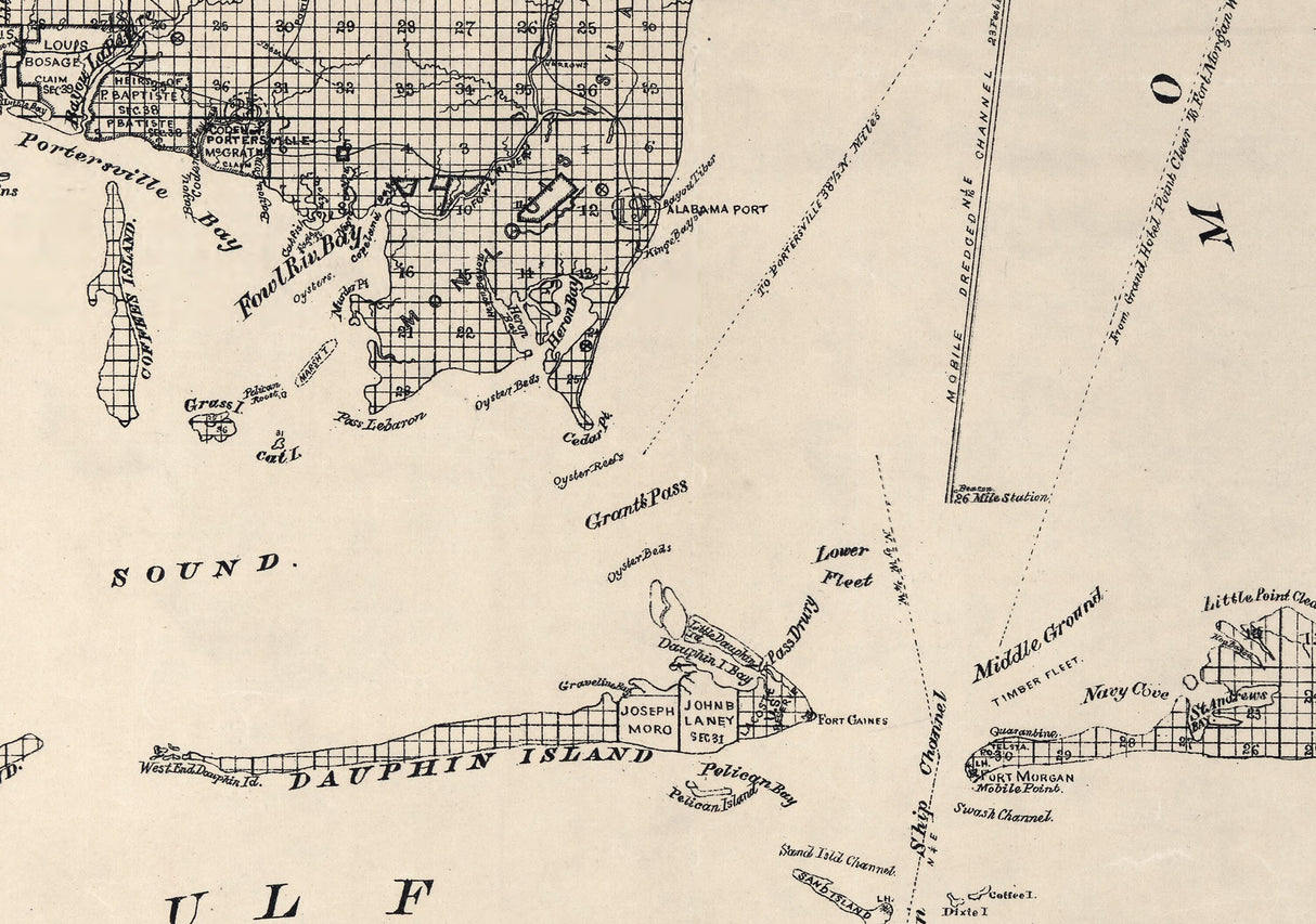 1895 Map of Mobile County Alabama