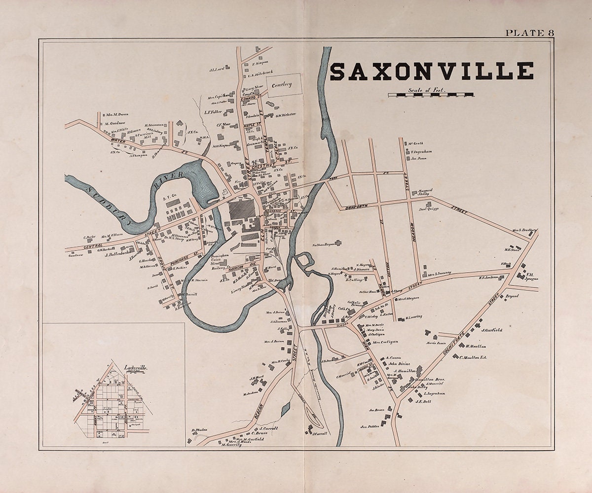 1895 Map of Saxonville Massachusetts