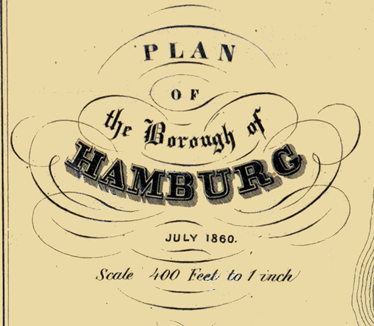 1860 Town Map of Hamburg Berks County Pennsylvania