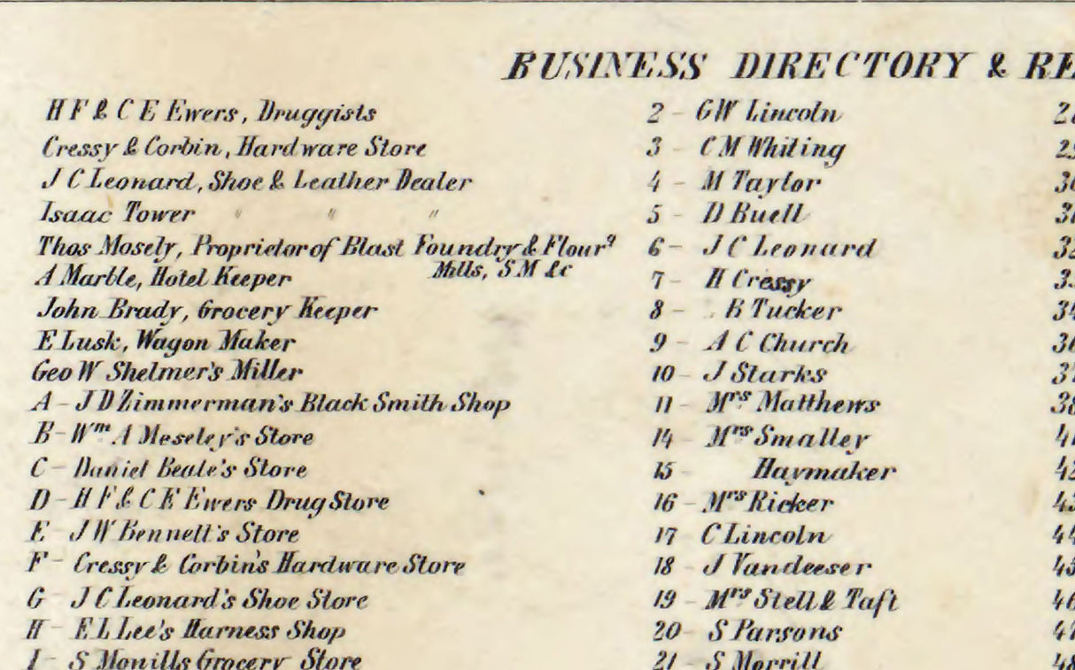 1858 Map of Union City Branch County Michigan