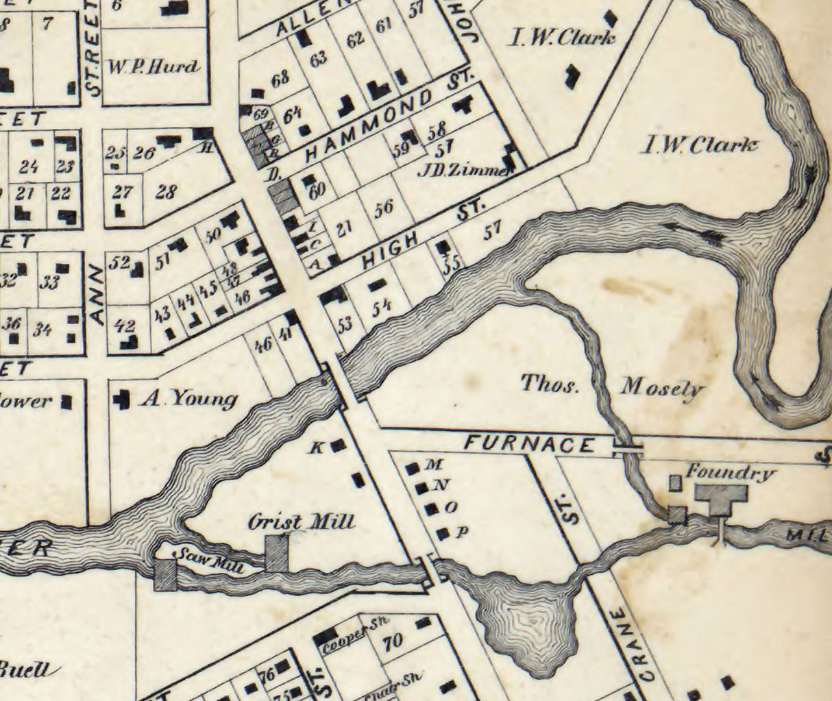 1858 Map of Union City Branch County Michigan