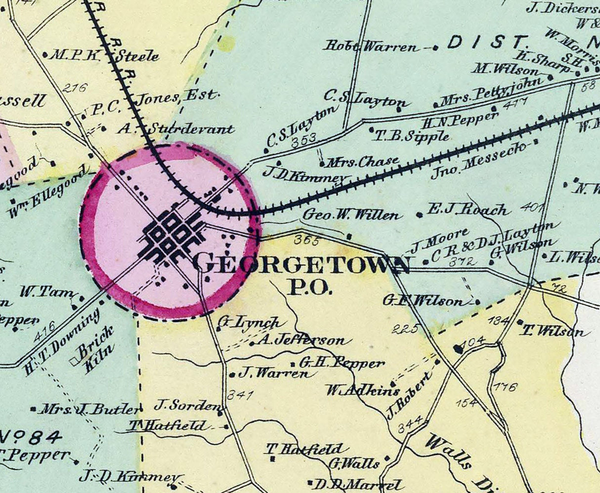 1868 Map of Georgetown Township Sussex County Delaware