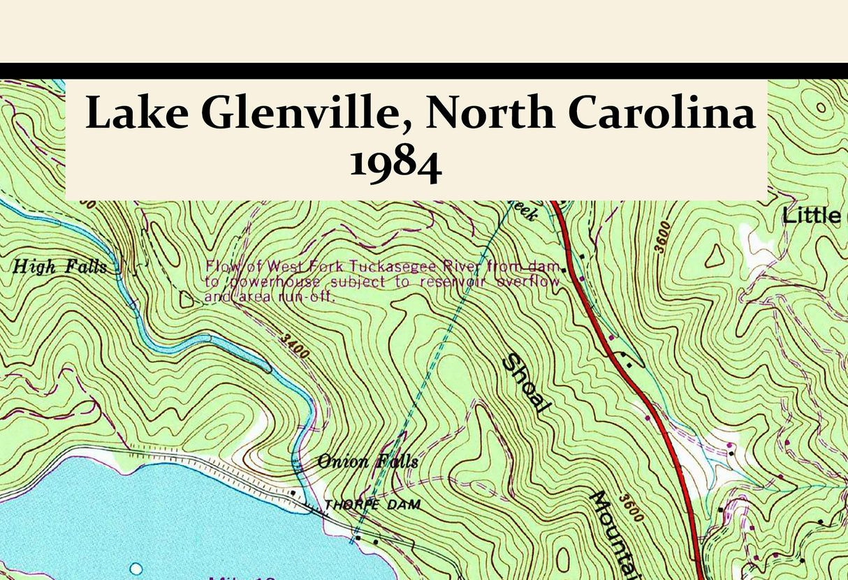 1984 Map of Lake Glenville North Carolina