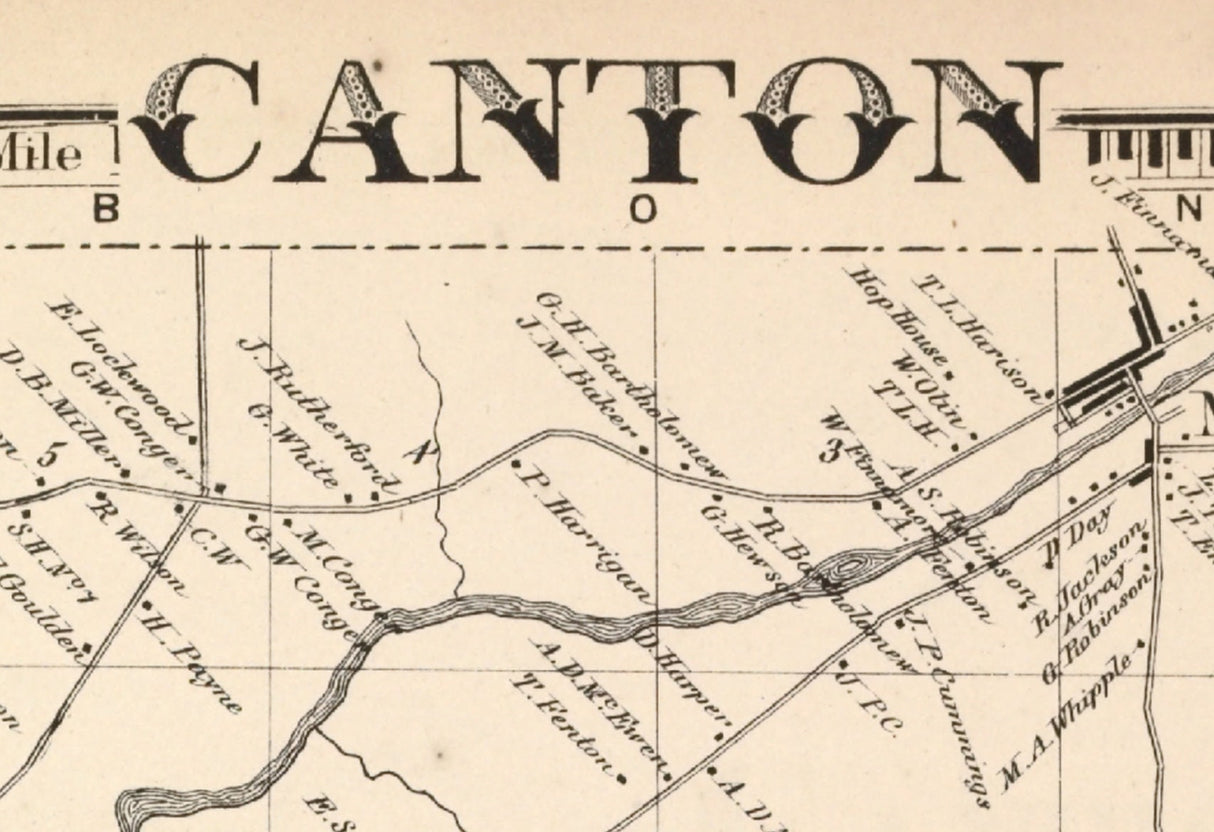 1865 Map of Canton Township Saint Lawrence County New York