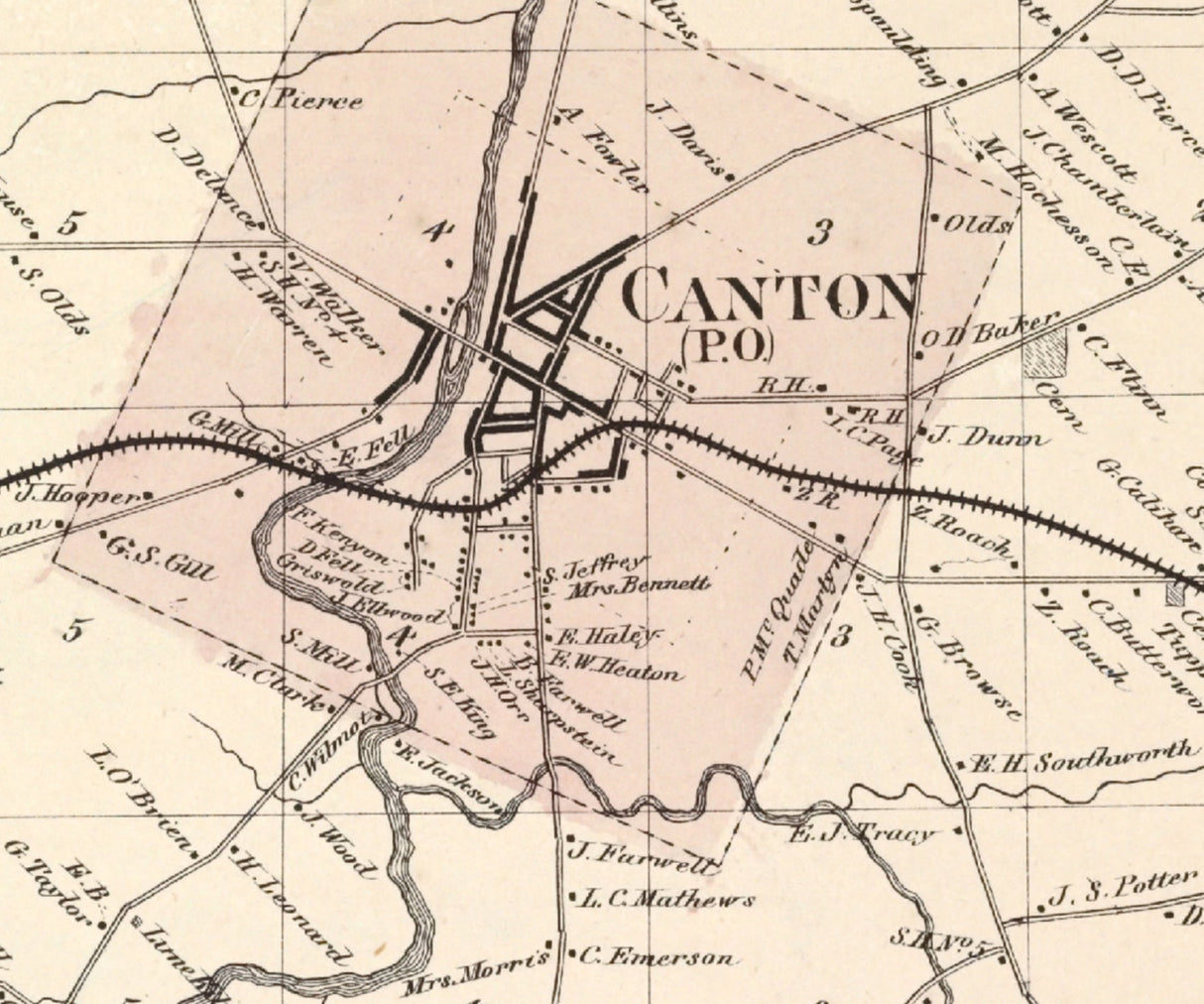 1865 Map of Canton Township Saint Lawrence County New York