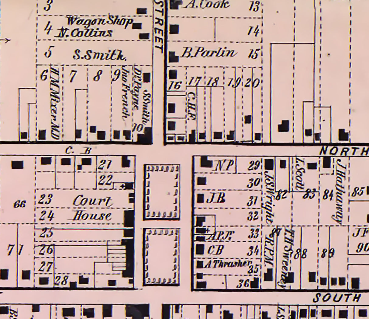 1857 Town Map of Chardon Geauga County Ohio