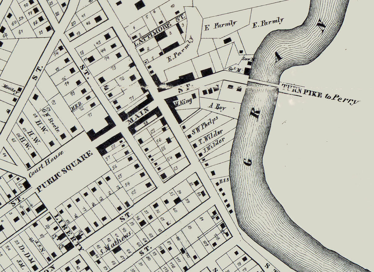 1857 Town Map of Painesville Lake County Ohio