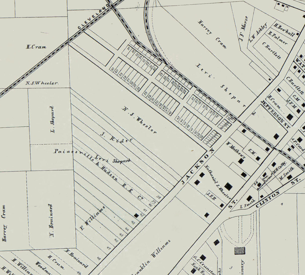 1857 Town Map of Painesville Lake County Ohio
