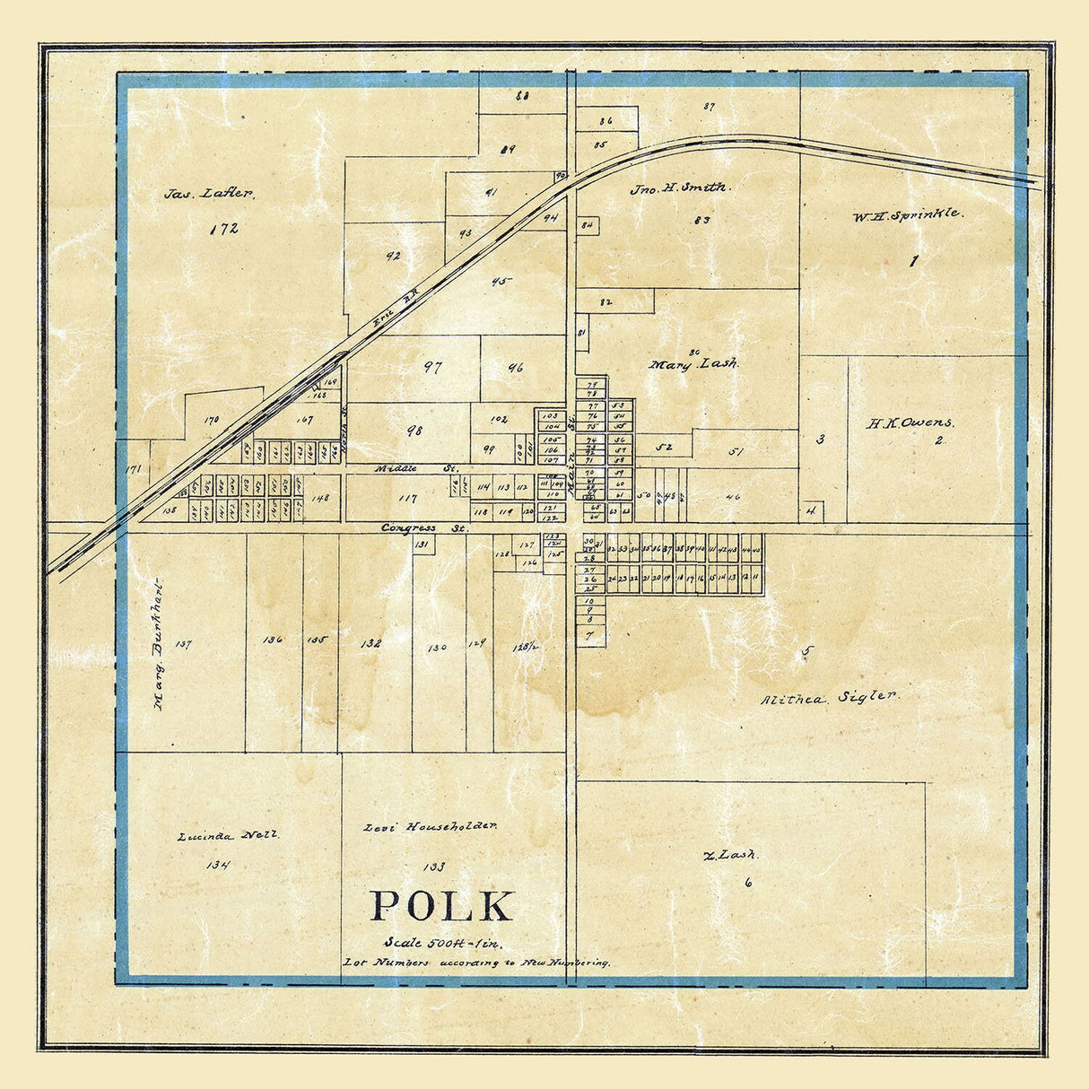 1897 Town Map of Polk Ashland County Ohio