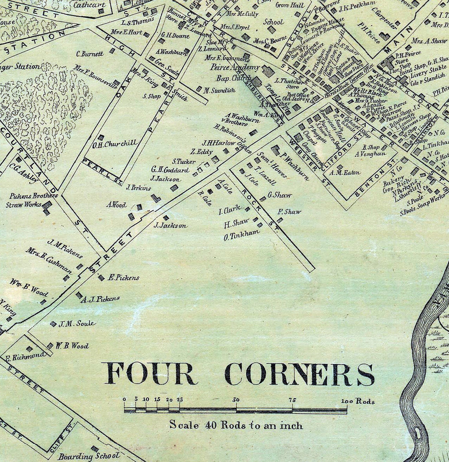 1855 Town Map of Middleborough Plymouth County Massachusetts