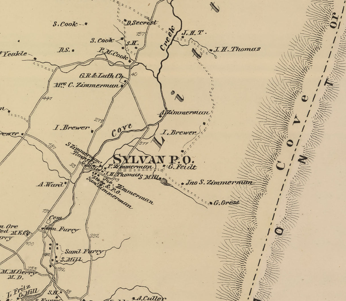 1868 Map of Warren Township Franklin County Pennsylvania