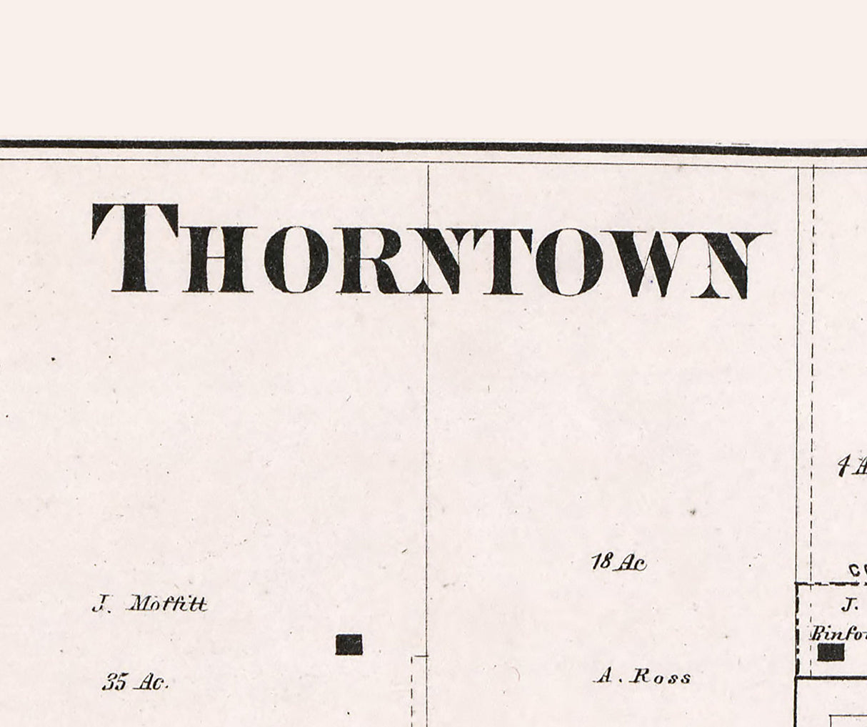 1865 Town Map of Thorntown Boone County Indiana
