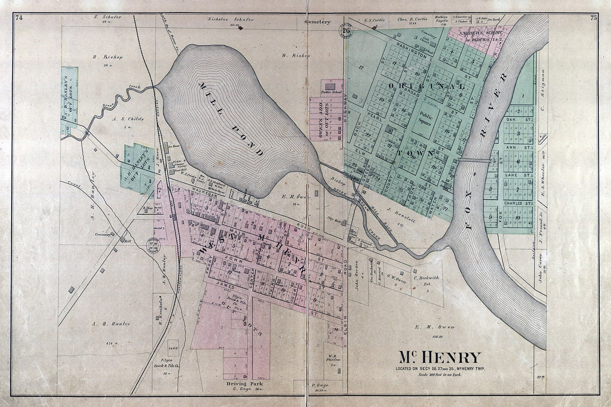 1892 Town Map of McHenry McHenry County Illinois