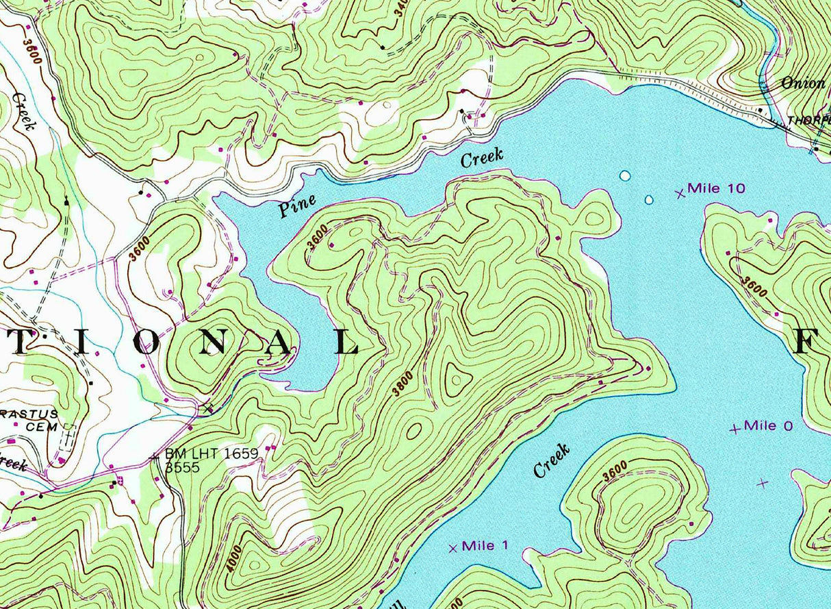 1984 Map of Lake Glenville North Carolina
