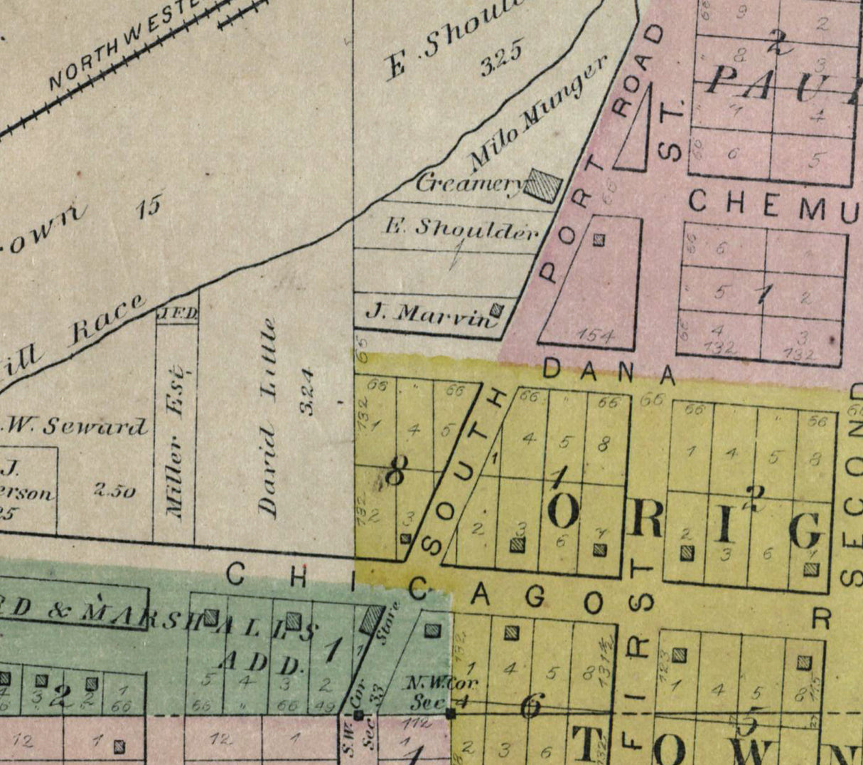 1892 Town Map of Chemung McHenry County Illinois