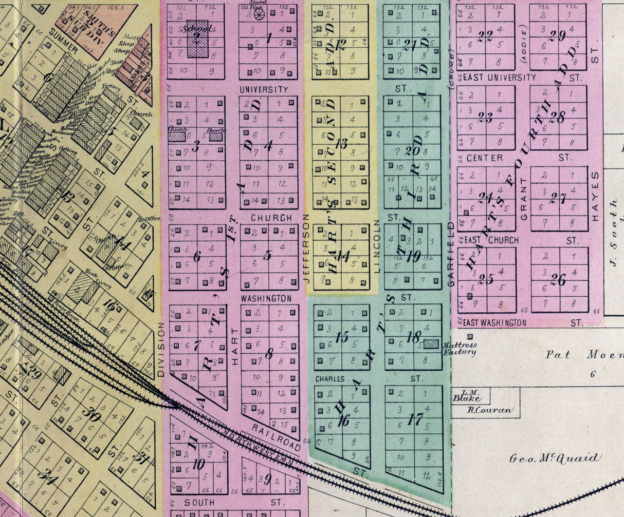 1892 Town Map of Harvard McHenry County Illinois
