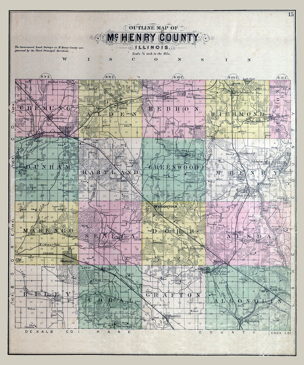 1892 Map of McHenry County Illinois