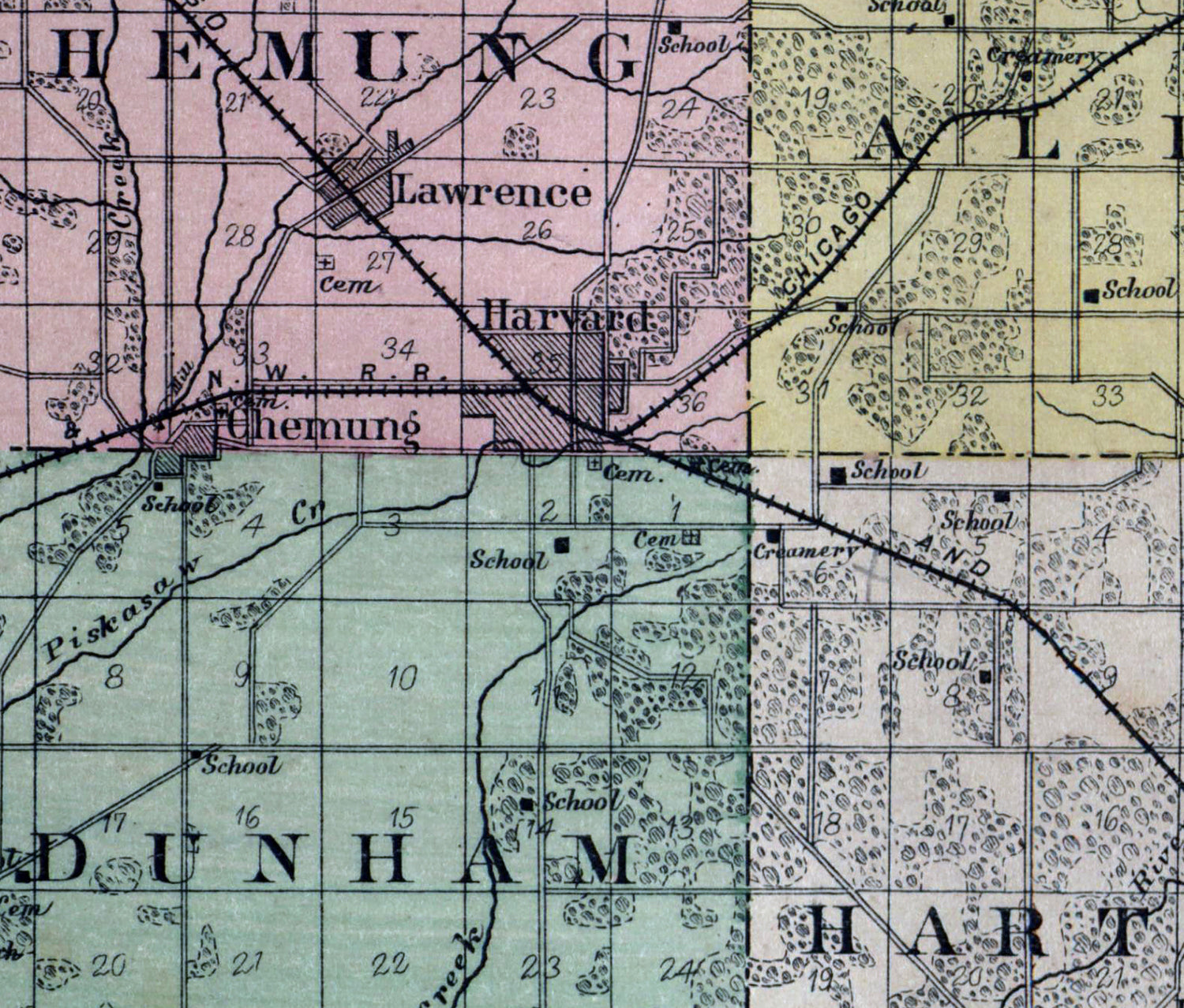 1892 Map of McHenry County Illinois