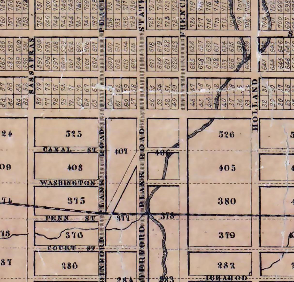 1855 Town Map of Erie Erie County Pennsylvania