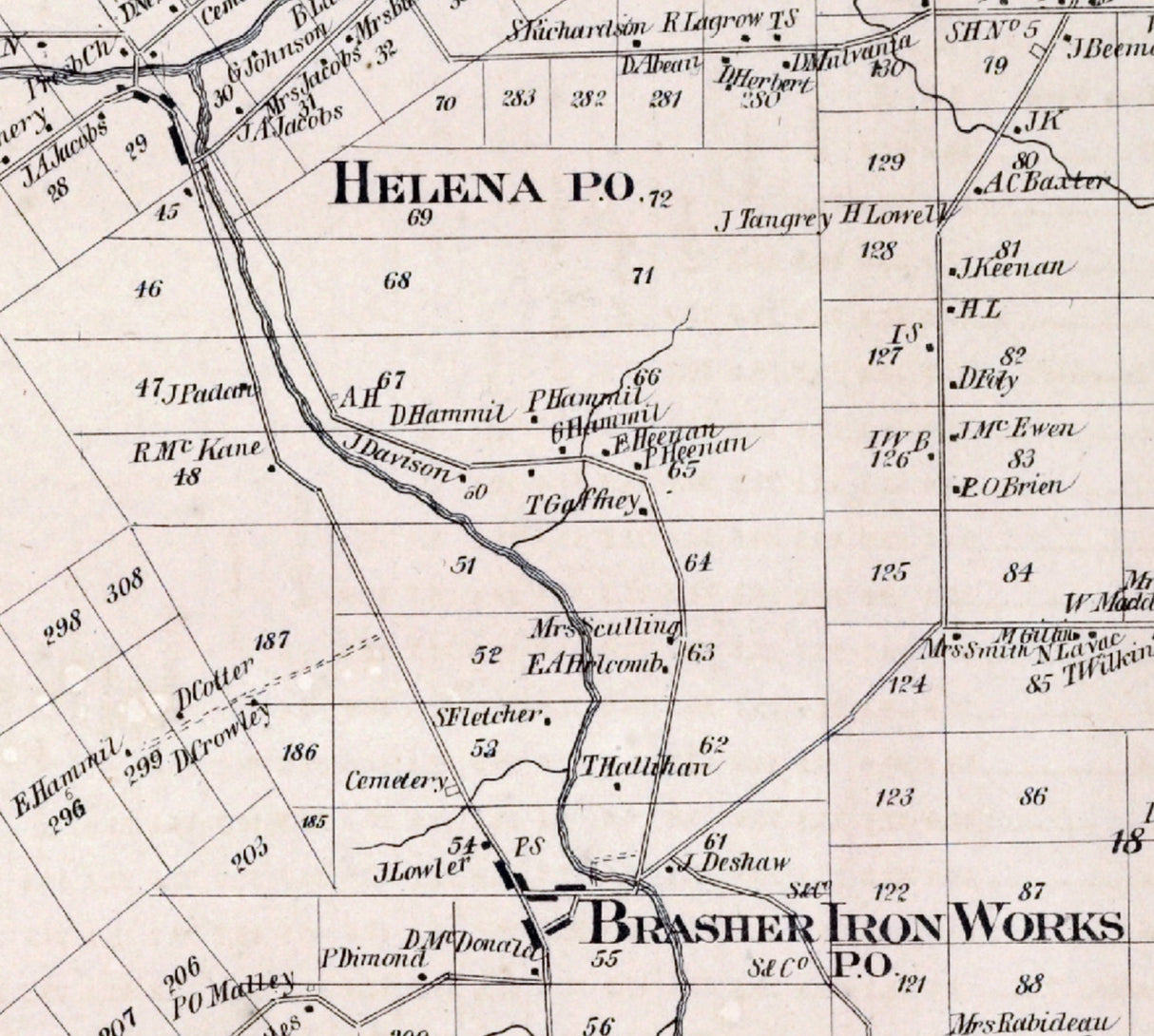 1865 Map of Brasher Township Saint Lawrence County New York
