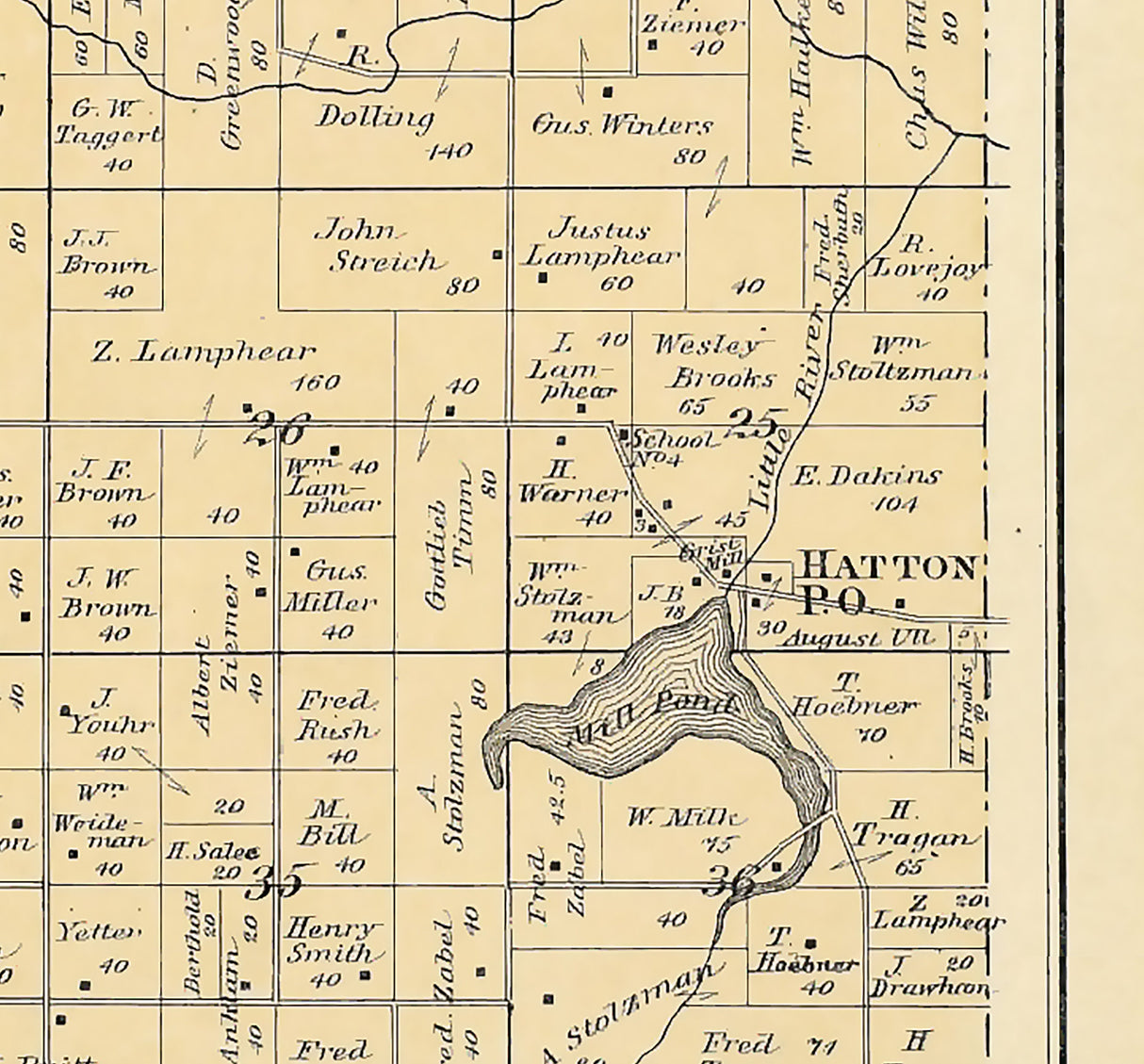 1889 Map of Lind Township Waupaca County Wisconsin