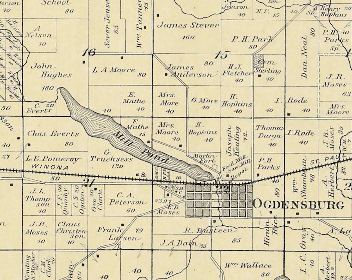 1889 Map of St Lawrence Township Waupaca County Wisconsin