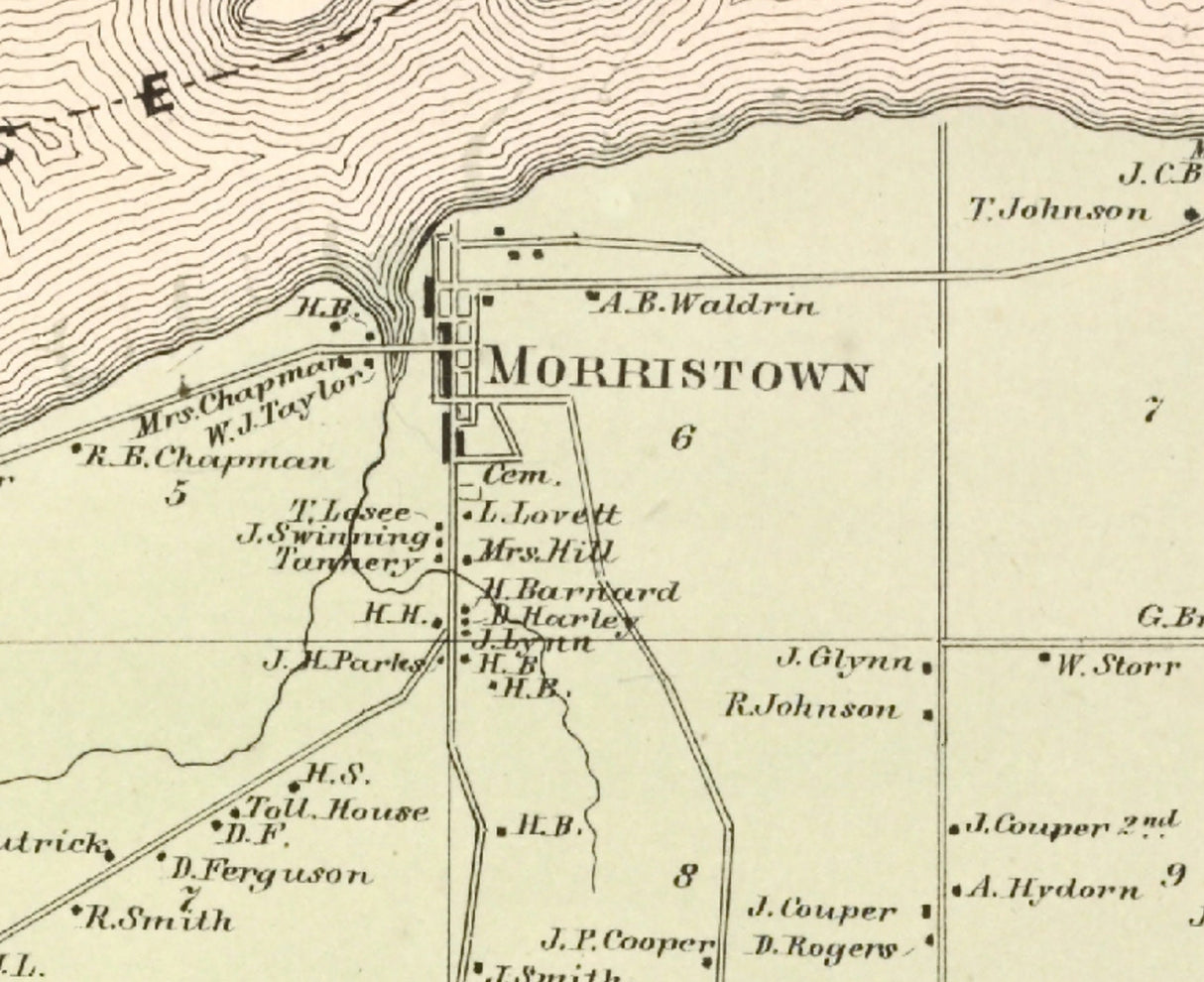 1865 Map of Morristown Township Saint Lawrence County New York