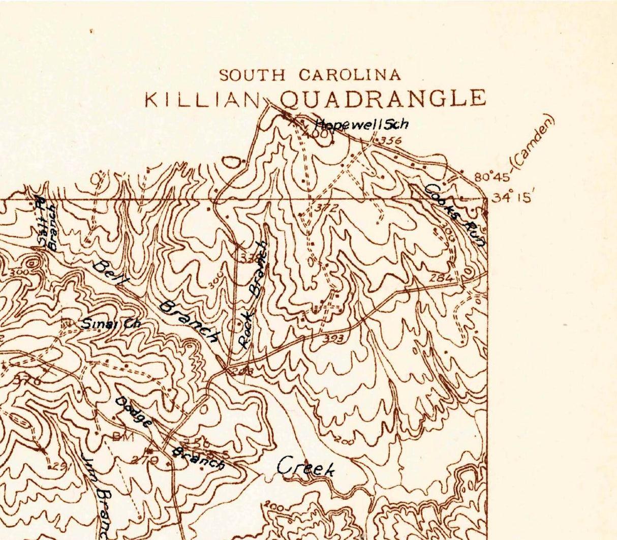 1935 Topo Map of Killian South Carolina Quadrangle White Pond