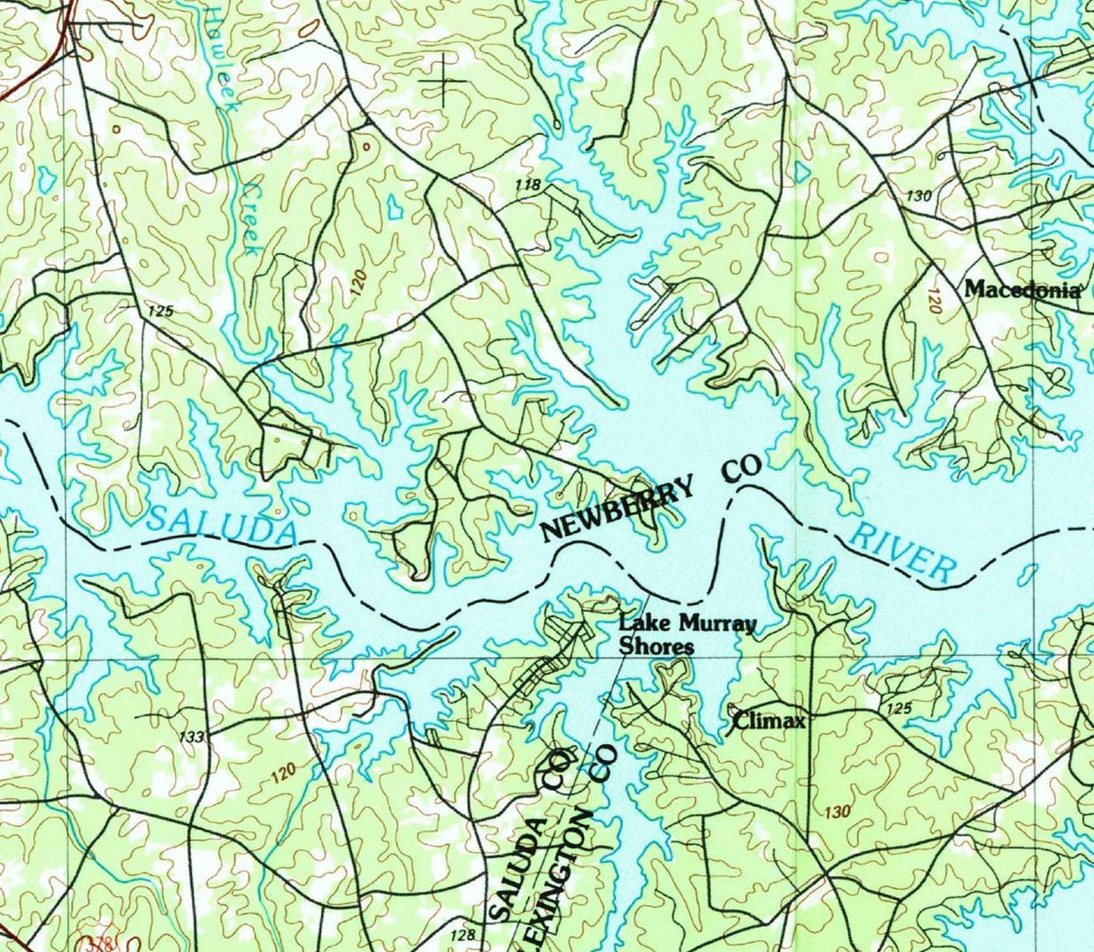 1986 Map of Lake Murray South Carolina