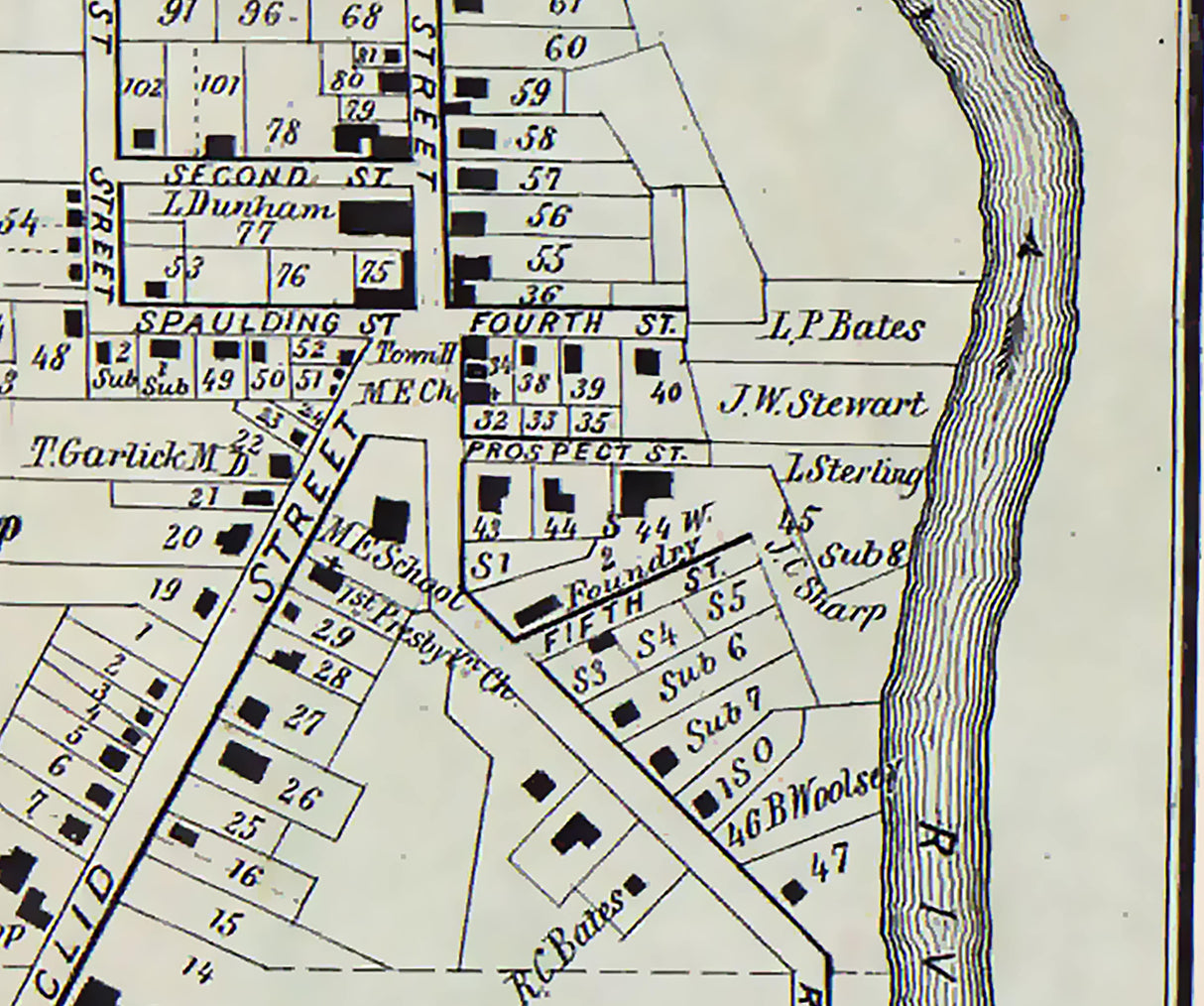 1857 Town Map of Willoughby Lake County Ohio